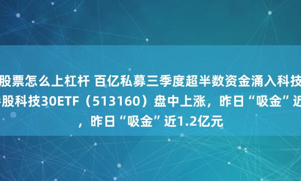 股票怎么上杠杆 百亿私募三季度超半数资金涌入科技赛道，港股科技30ETF（513160）盘中上涨，昨日“吸金”近1.2亿元