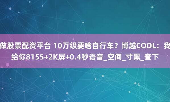 做股票配资平台 10万级要啥自行车？博越COOL：我给你8155+2K屏+0.4秒语音_空间_寸黑_查下