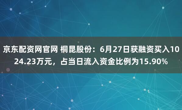 京东配资网官网 桐昆股份：6月27日获融资买入1024.23万元，占当日流入资金比例为15.90%